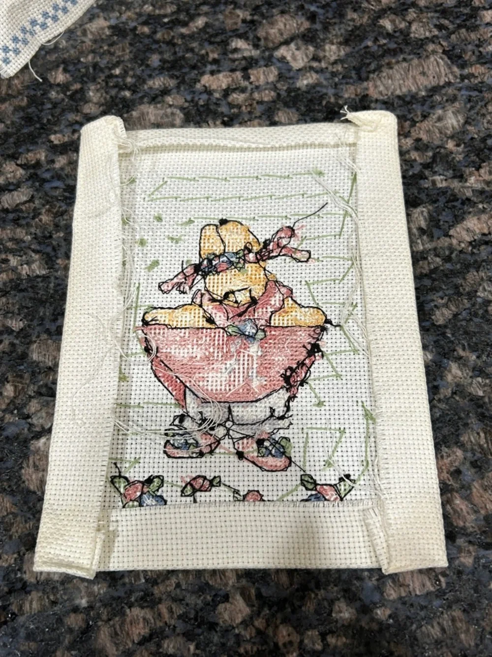 Bucilla Daisy Kingdom Counter Cross Stitch Handmade Cross Stitch Bunny in Pink